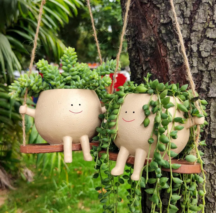 Cute Swing Face Planter | Plant Lover Gift