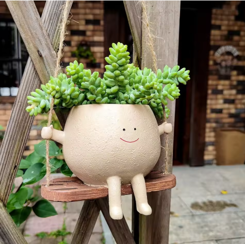 Cute Swing Face Planter | Plant Lover Gift