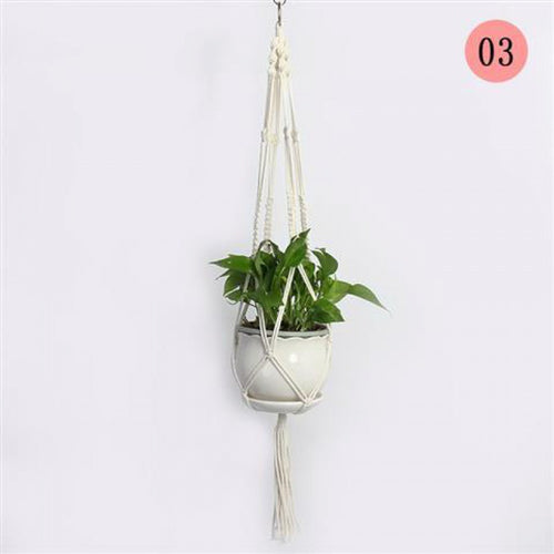 Handwoven Cotton Rope Hanging Planter Basket